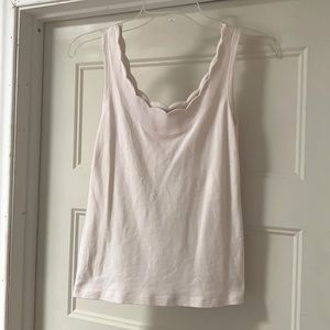 J Crew XS scalloped neck sleeveless shirt